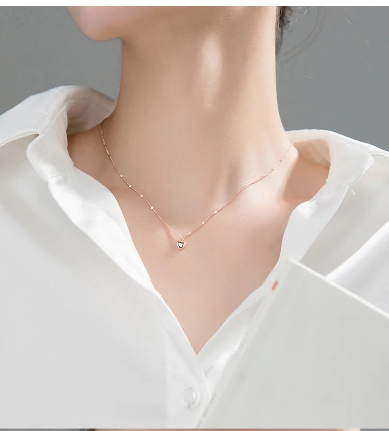 Silver Chain Necklace For Minimalist Heart Pendant Small Jewelry