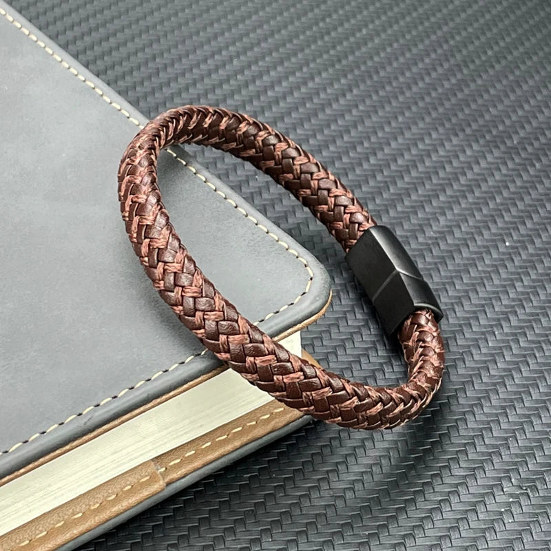 Multilayer Braided Brown Leather Male Bracelet Fashion