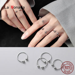 Bead Women Silver Minimalist Rings Adjustable