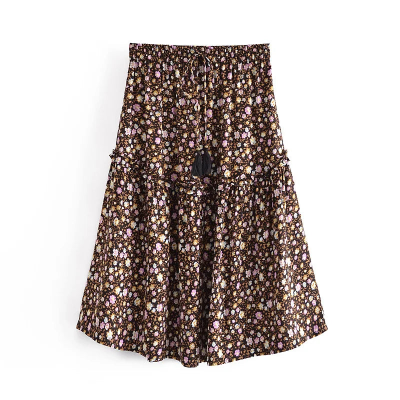 Fashion Hippie Boho Bohemian Floral Printed Rayon Mini Skirts