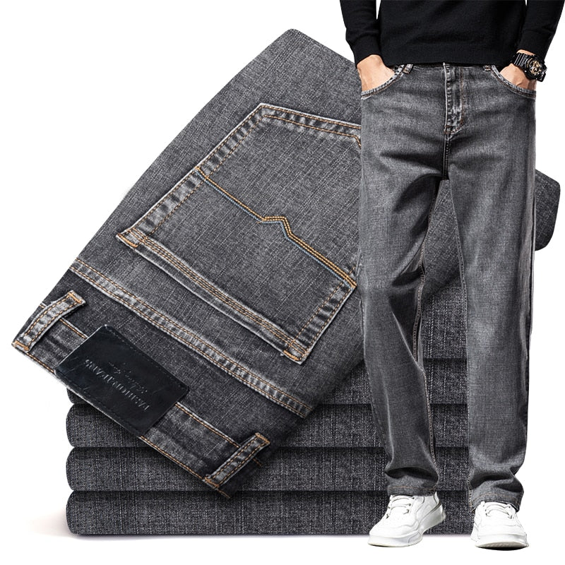 Straight-leg Brand Jeans Classic Style Business Casual