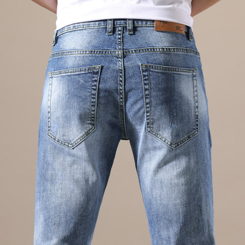 Slim Fit Skinny Denim Jeans Designer Elastic Ripped Hole Pants
