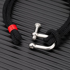 Men Black Stainless Steel shape Survival Bracelet Outdoor