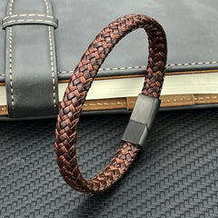 Multilayer Braided Brown Leather Male Bracelet Fashion