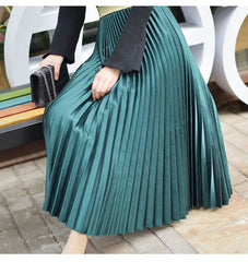 Women's Fashion Solid Color Midi Skirt Ladies Elastic High Waist