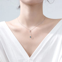 Silver Shining Crescent Star Pendant for Women Link Chain Fashion