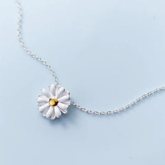 Daisy Flower Charm Necklaces Pendant Fashion Chain Silver Jewelry