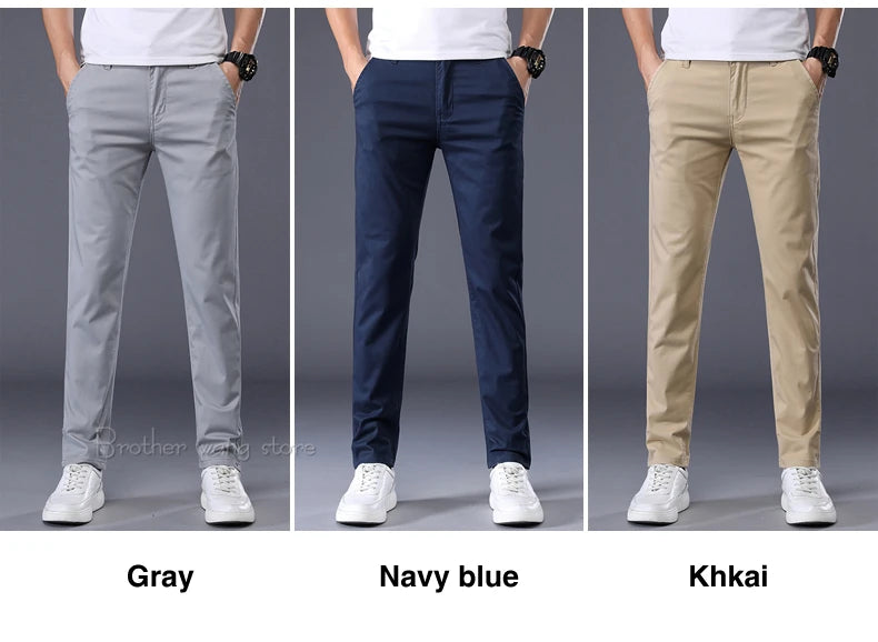 Men's Classic Solid Color Summer Thin Casual Pants Business Fashion