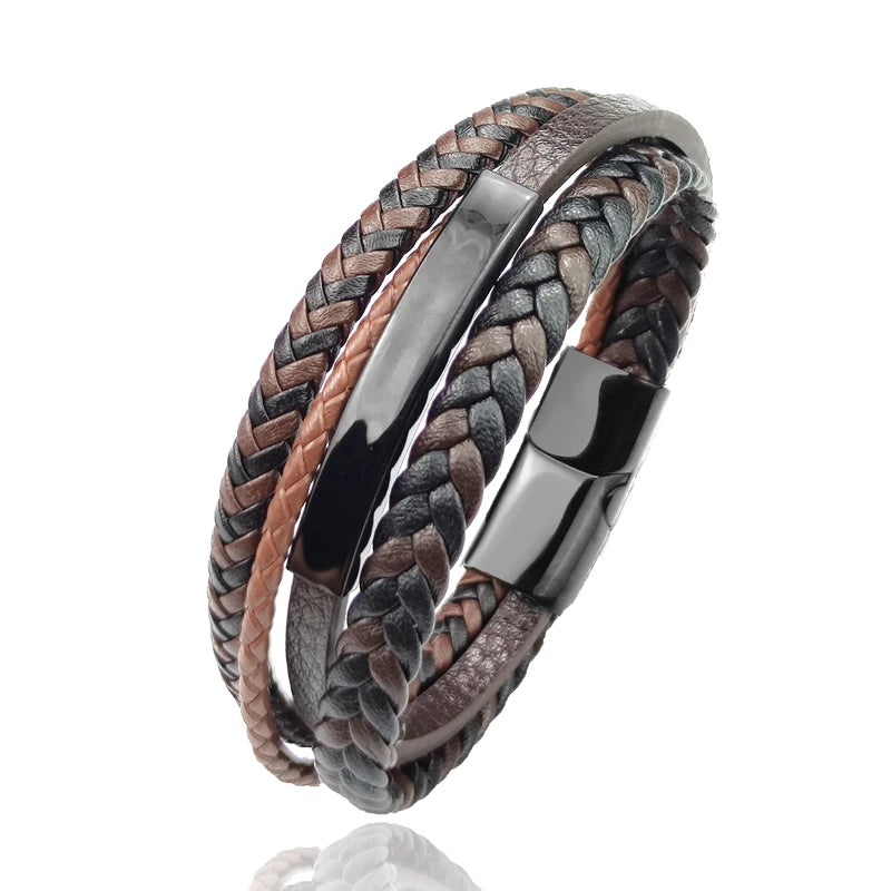 Fashion Charm Brown Men Bracelet Multilayer Jewelry