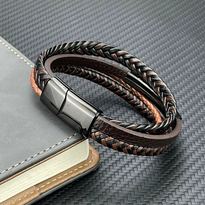 Fashion Charm Brown Men Bracelet Multilayer Jewelry