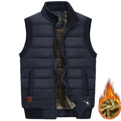 Mens Jacket Sleeveless Vest Male Fleece Warm Vest Coats