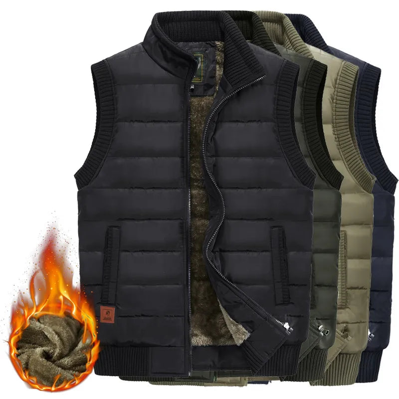 Mens Jacket Sleeveless Vest Male Fleece Warm Vest Coats