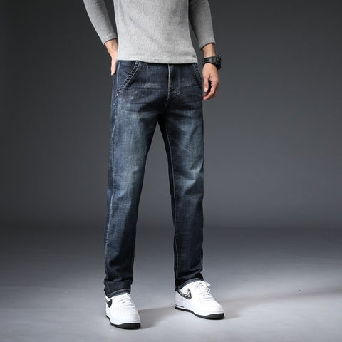 Classic men's loose Modal jeans  clothing business casual straight pants