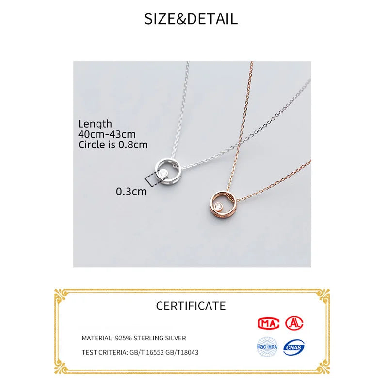 Silver Chain Necklace For Women Two Layer Circle Fashion Minimalist