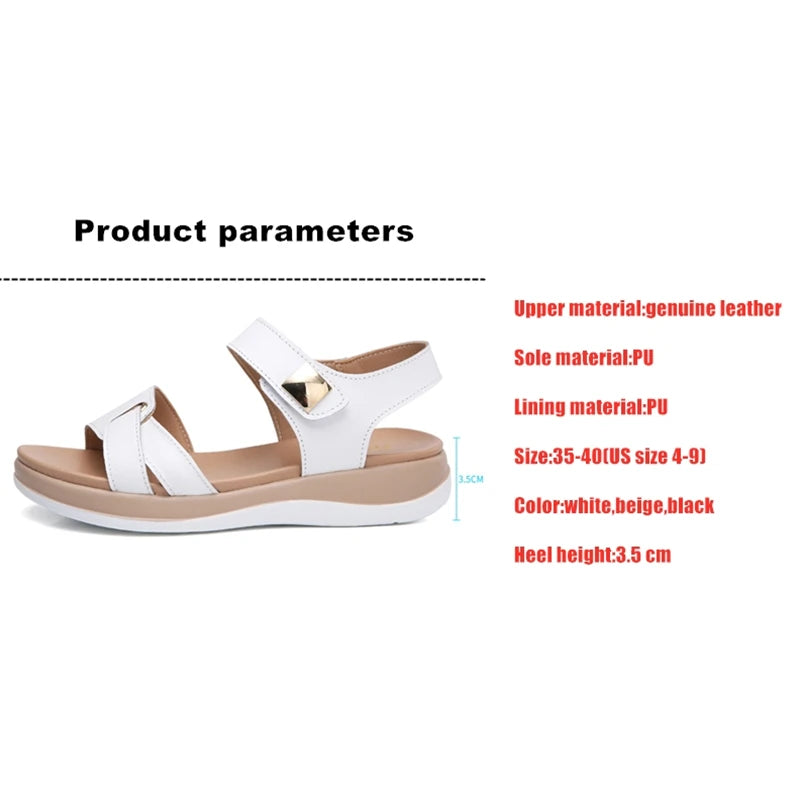 Women Female Ladies Genuine Leather Shoes Sandals Flats