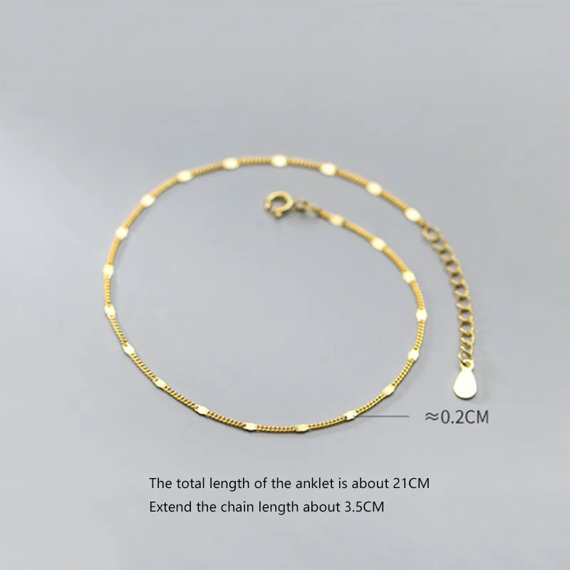 Fashion Simple Silver Piece Link Chain Anklet Jewelry