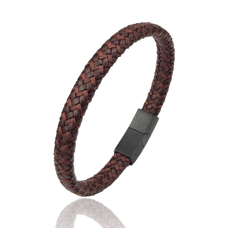 Multilayer Braided Brown Leather Male Bracelet Fashion