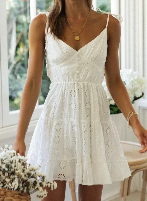 Solid White Sleeveless Beach Bohemian Dress Ladies Strapless