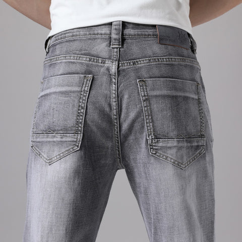 Streetwear Men's Jeans Retro Straight Regular Stretch Denim Pants
