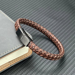 Multilayer Braided Brown Leather Male Bracelet Fashion