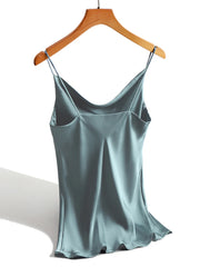 Satin Silk Tank Female Strap Basic Spaghetti Strap Tops