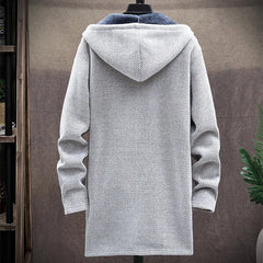 Winter Men Sweater Fleece Cardigan  Jacket Long Hooded Clothing