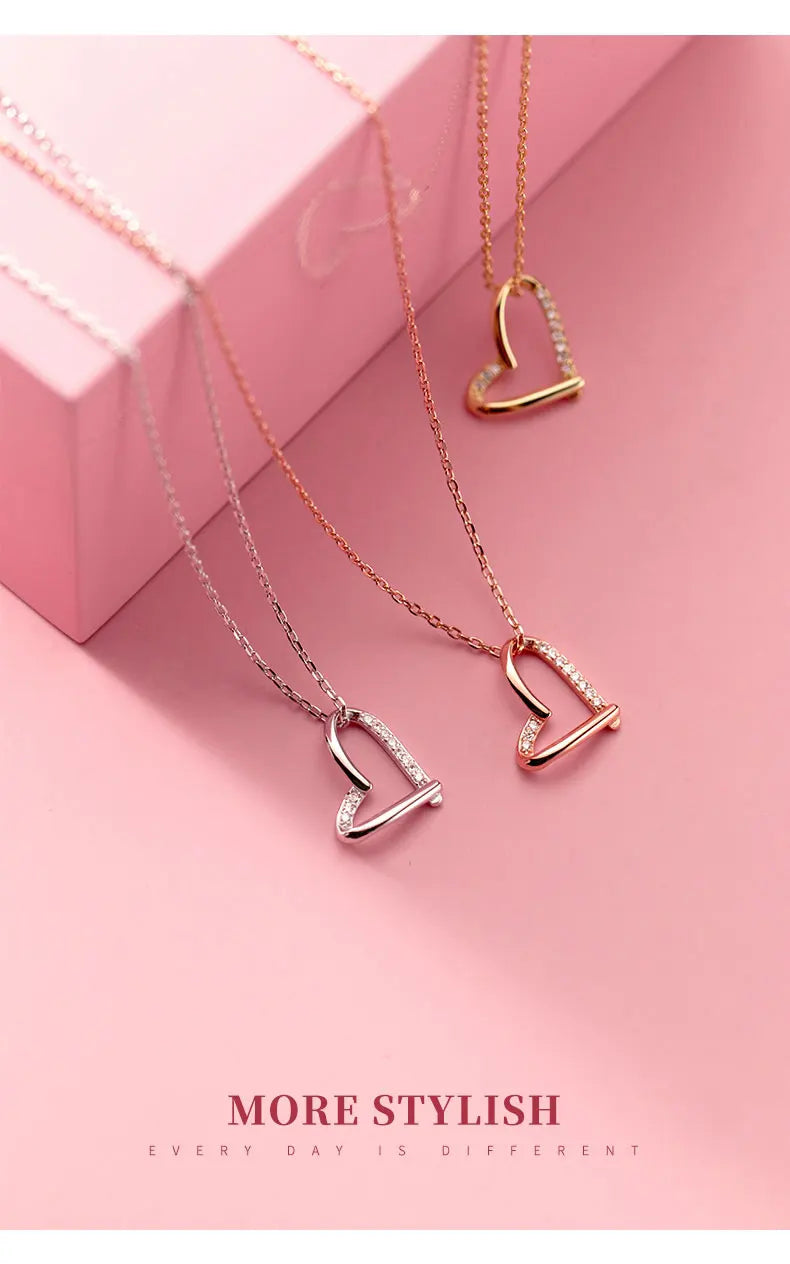 \ Silver Chain Necklace For Women Irregular Heart Fashion Minimalist \