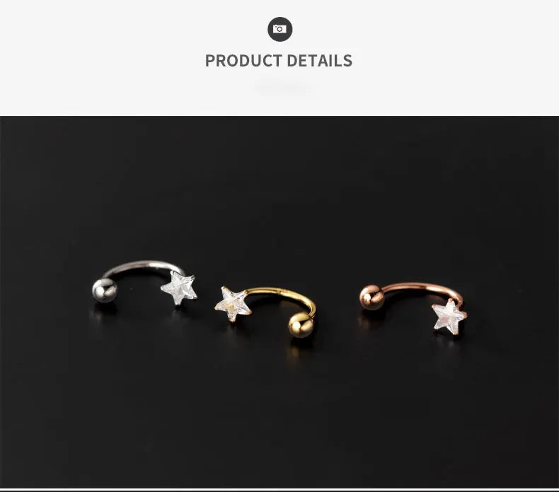 Star Minimalist Hoop Earrings Silver Fine In Jewelry