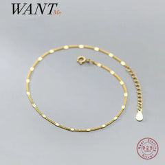 Fashion Simple Silver Piece Link Chain Anklet Jewelry