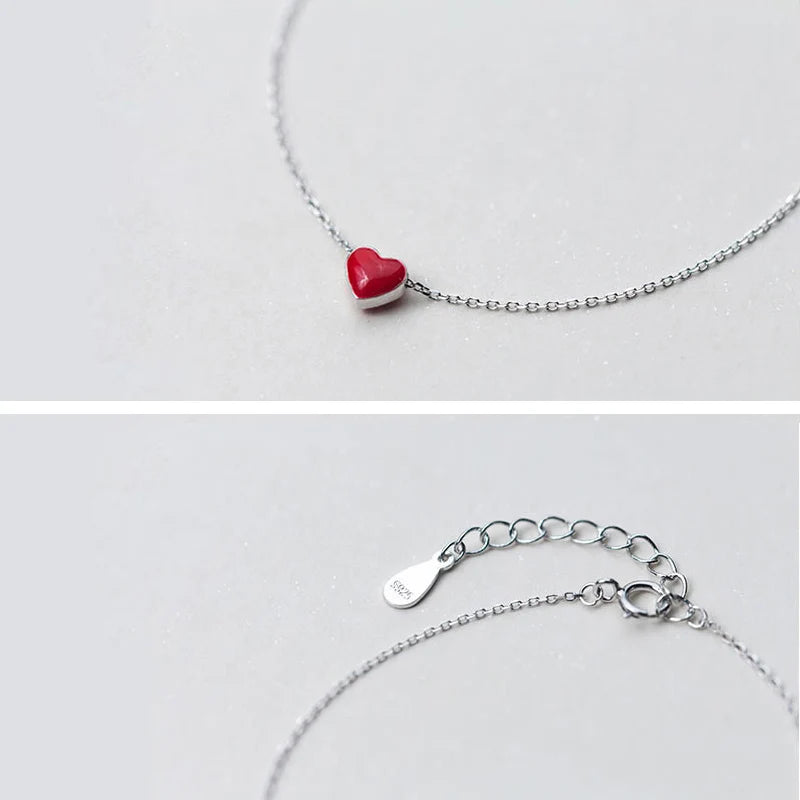 Minimalist Heart Bracelets For Women Silver Sterling Jewelry