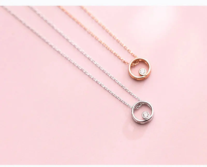 Silver Chain Necklace For Women Two Layer Circle Fashion Minimalist