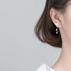 Flower Earring For Dainty Shell Five Petals Diamond Pink Zircon Fashion