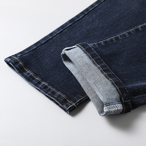 Men's Straight Jeans Business Casual Elastic Loose Denim Pants