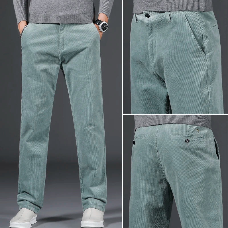 Elastic Fashion Thick Corduroy Pants Men Business Midlife Pants Jogger