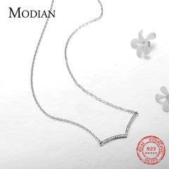 Simple Fashion Cubic Zirconia Pendant Real Sterling Silver Chain Link