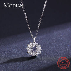 Lucky Snowflake Pendant Necklace for Women Fine Jewelry