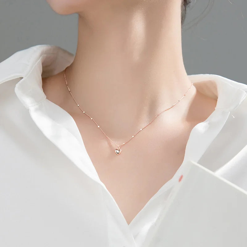 Silver Chain Necklace For Minimalist Heart Pendant Small Jewelry