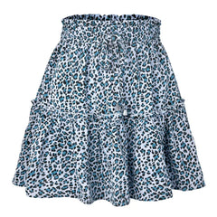 Women Floral Print Summer High Waist Ruffles Short Skirt