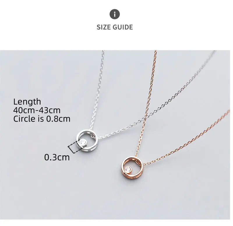 Silver Chain Necklace For Women Two Layer Circle Fashion Minimalist