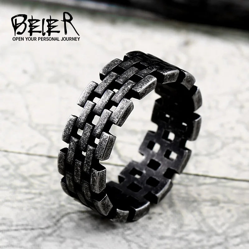 Stainless Steel ring Link Chain Rings Punk Rock fashion jewelry Trendy