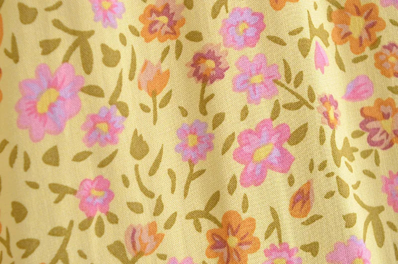 Boho Tops Vintage Yellow Floral Print Tassel Loose Blouses