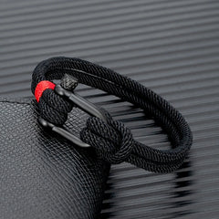 Men Black Stainless Steel shape Survival Bracelet Outdoor