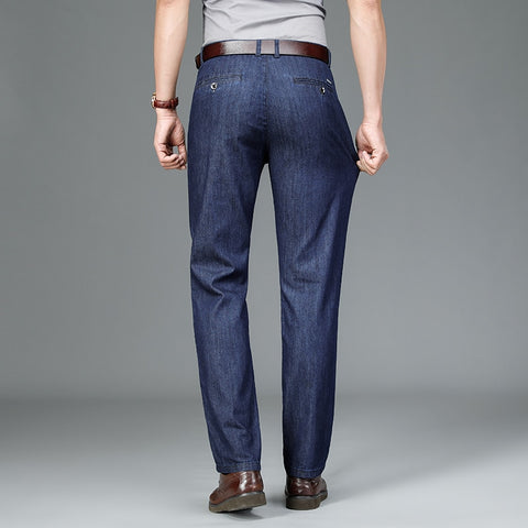 Men's Jeans Business Denim Pure Cotton Pants Straight