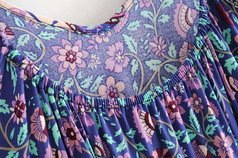 Vintage Floral Print  Sleeveless Beach Bohemian Strap Dresses