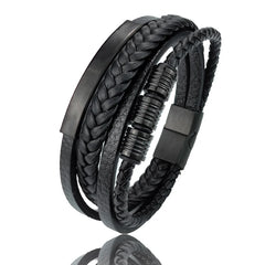 Multi-Layer Stainless Steel Genuine Leather Bracelet