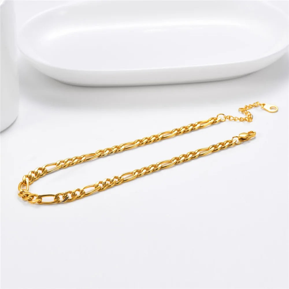 Anklet Figaro Chain Gold Color Stainless Steel Ankle Bracelet