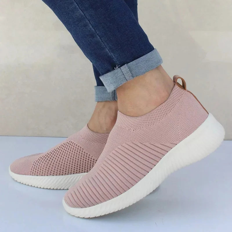 Women Knitting Sock Sneakers Slip On Flat Shoes