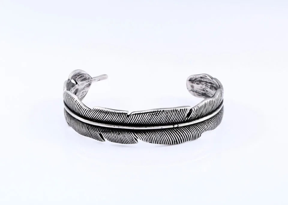 stainless steel Fashion design vintage feather bracelet