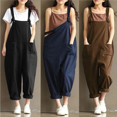 Fashion Solid Jumpsuit Strap Harem Trousers Overall Pants Casual