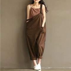 Fashion Solid Jumpsuit Strap Harem Trousers Overall Pants Casual